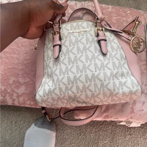 Michael Kors Pink and White Satchel